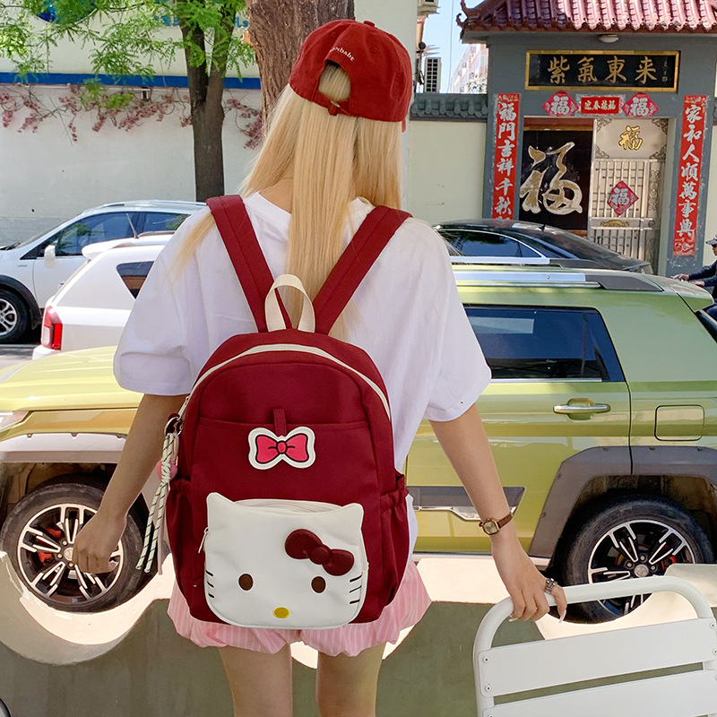 The new cute cartoon schoolbag is simple and casual. It is a backpack for junior high school, senior high school and college students with a large capacity for travel details Picture