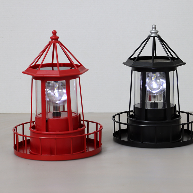 Garden decoration LED solar large rotating lighthouse, resin hardware, ironwork, electronic accessories, outdoor landscape light Application Scenario