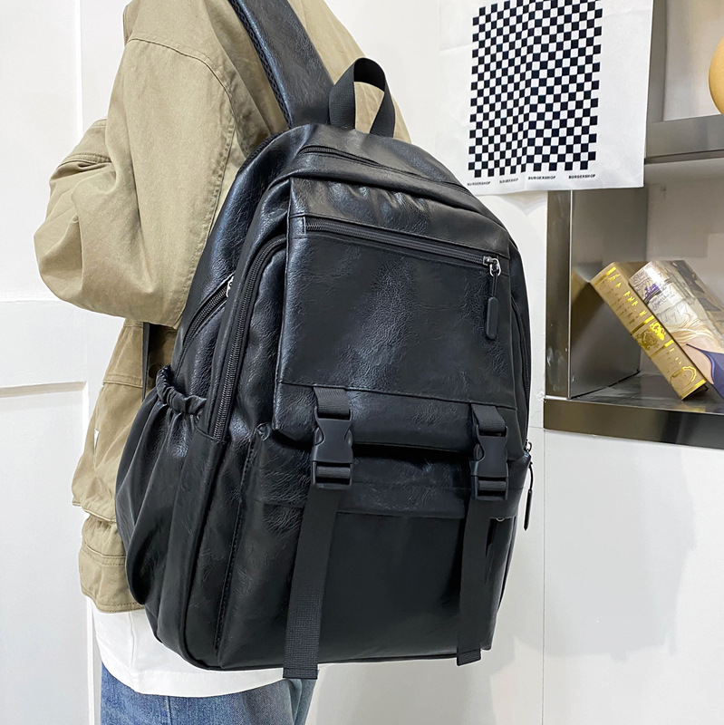 New large-capacity travel backpack for men, Korean-style college students, trendy and versatile solid color schoolbag, backpack and computer bag details Picture