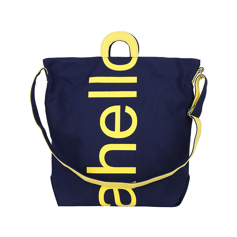Single-shoulder large bag for women, 2025 new trendy Korean version, large-capacity canvas shopping bag, letter crossbody casual student bag Item Picture