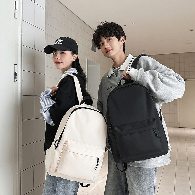 New travel minimalist schoolbag, student backpack, versatile, casual, large-capacity, lightweight solid color backpack for college students full figure