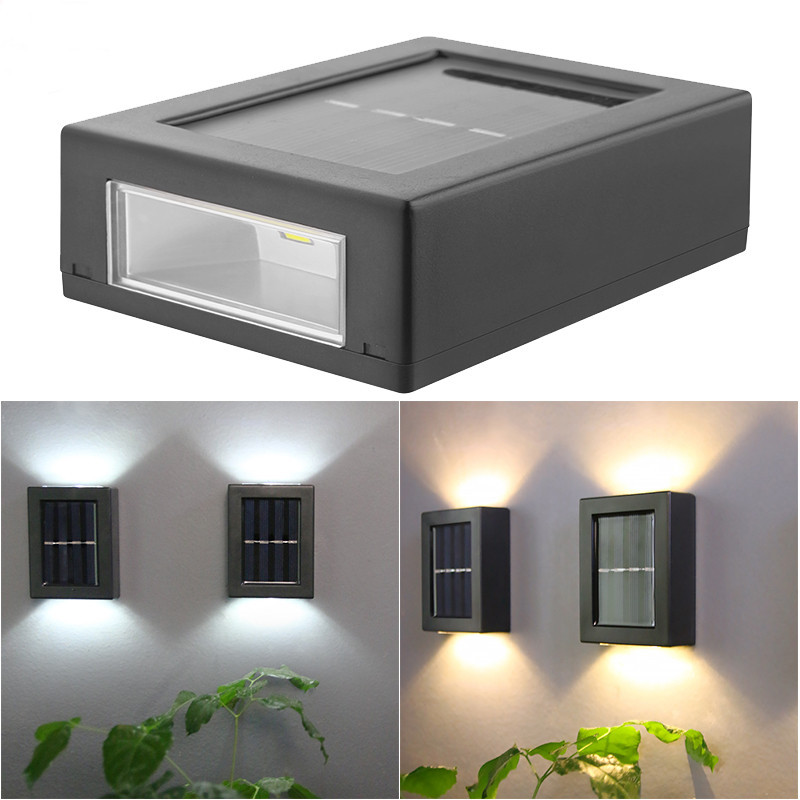 LED solar wall lamps that emit light up and down, fence landscape lights, courtyard fence lights, and garden decorative fence lights full figure