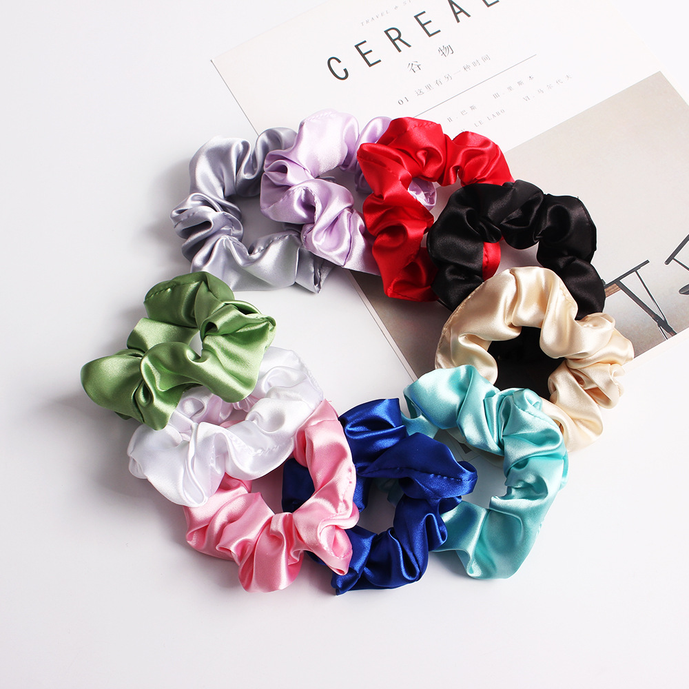 Qiyue Cross-border Supply Fashion fabric hair band, satin solid color large collar, headpiece, Amazon hair accessory B250 details Picture