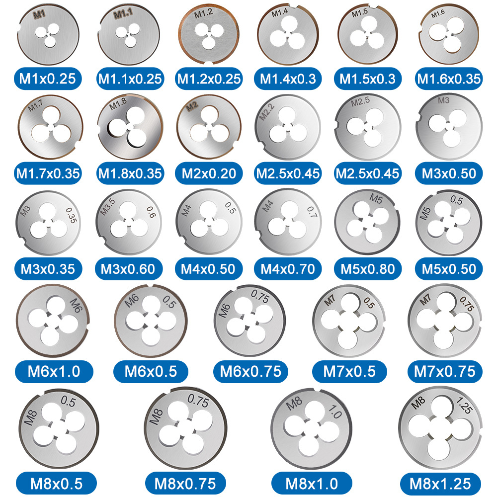 Wholesale of manual thread metric round thread M2-M52 multi-specification mechanical tool thread sets Specification drawing