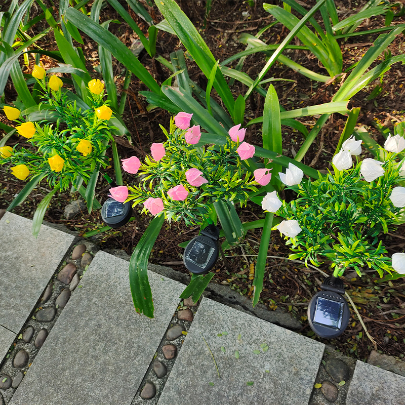Cross-border wholesale of solar ground plug-in gardenia flower lights, lawn landscape, courtyard decoration, balcony garden, outdoor atmosphere lights Application Scenario