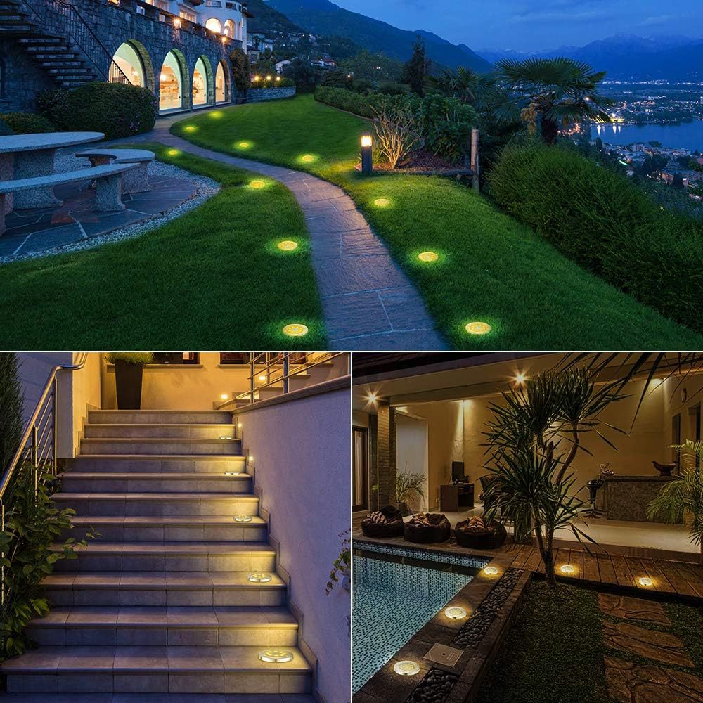 New solar-powered ground lamp 8LED stainless steel outdoor plug-in grass lamp, courtyard garden decoration villa ground lamp Specification drawing