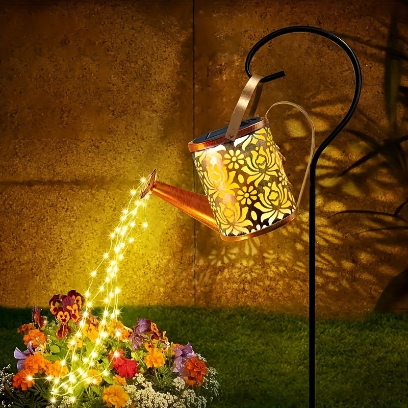 Cross-border new ironwork fairy solar water bottle lantern Flower Fairy hand-held shepherd hook ground pole lantern metal details Picture