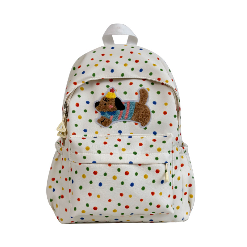 The new trendy polka dot puppy backpack is a versatile bag with a large capacity, reducing burden and protecting the spine Item Picture