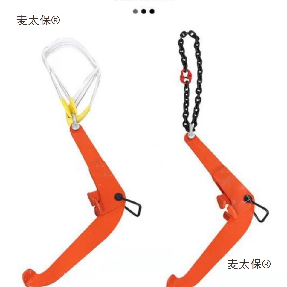 Oil drum hook, double-chain clamp, iron drum and plastic drum dual-purpose forklift loading and unloading, lifting clamp, drum unloading, drum grasping, Maitaibao Specification drawing