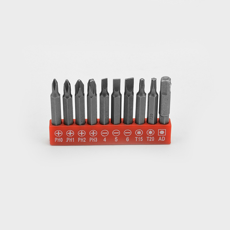 A 10-piece set of multi-functional screwdriver, screwdriver bit handle and electric drill accessories with cross head, straight head and plum blossom assembly undefined