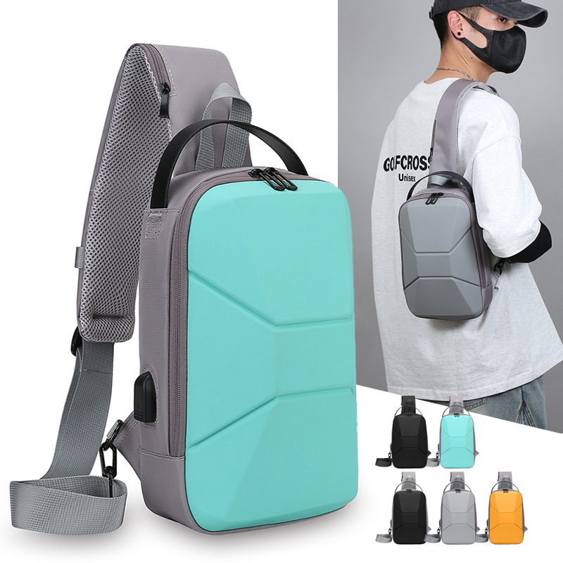 Factory wholesale of new summer chest bags, crossbody bags, men's waterproof USB charging shoulder bags, and light motorcycle small bags full figure
