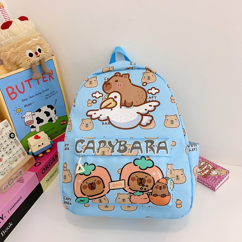 Wholesale of Capibala cute printed children's schoolbags with large capacity, lightweight, and artistic backpacks for primary school girls details Picture