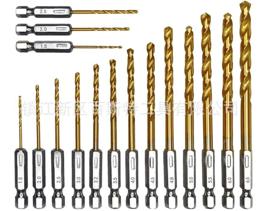 13PC hexagonal handle titanium-coated twist drill bit air screwdriver set 1/4 "Hexagonal handle drill bit undefined