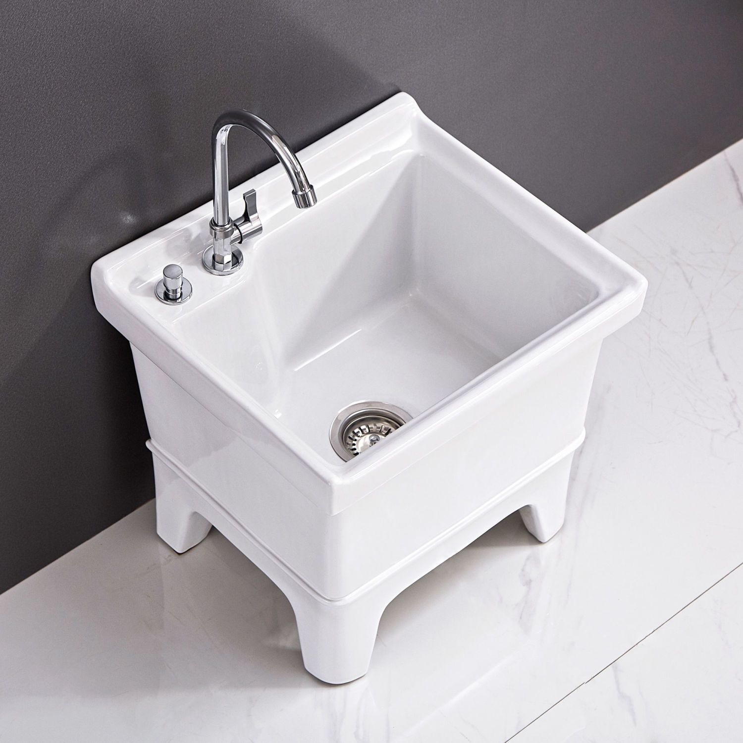 Ceramic small floor-standing mop sink, balcony large mop sink, mop sink, washbasin with legs and high feet, bathroom for home use Item Picture