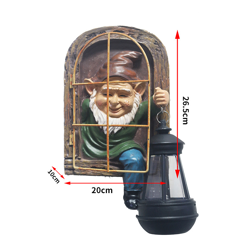 Cross-border outdoor garden dwarf resin handicrafts courtyard white-bearded old man window flipping statue ornaments Application Scenario