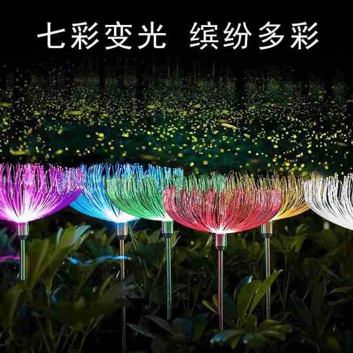 Solar seven-color jellyfish lights, led optical fiber flower lights, solar lawn ground insert lights, led garden villa landscape lights Specification drawing