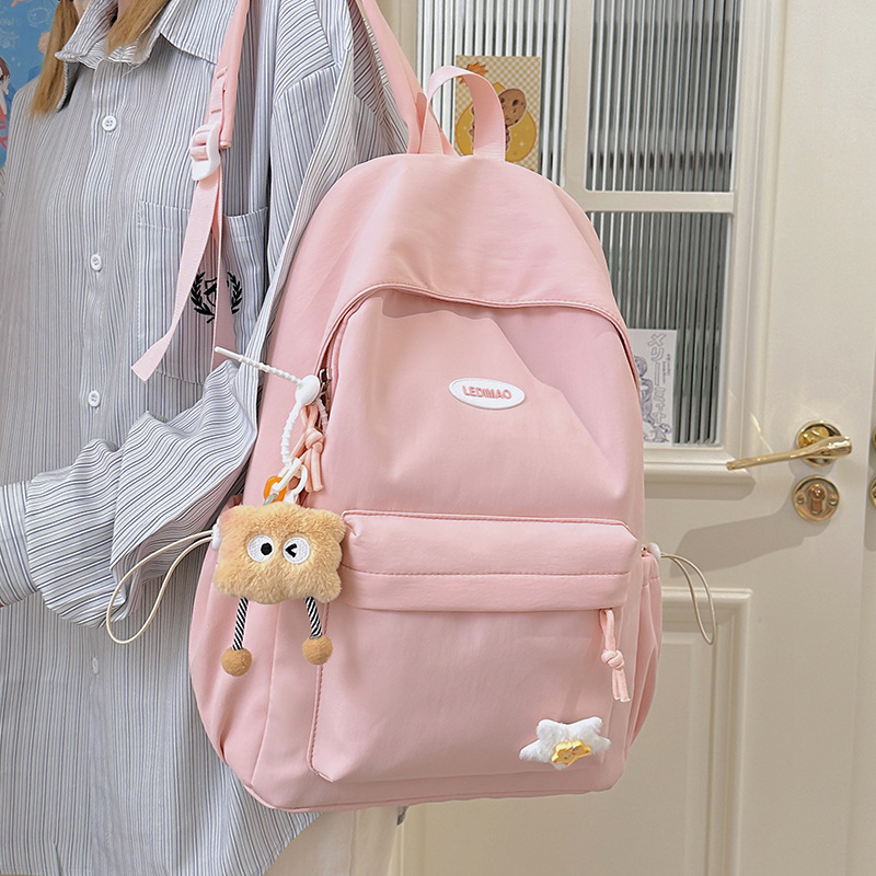 New solid-color college backpack for students, Korean-style Instagram student class bag, lightweight commuting backpack Specification drawing