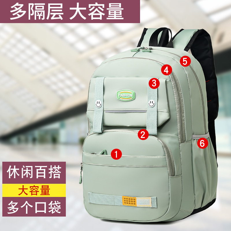 Wholesale 2024 new models of schoolbags for female junior and senior high school students: simple and versatile, large-capacity backpacks, and fashionable travel backpacks Specification drawing