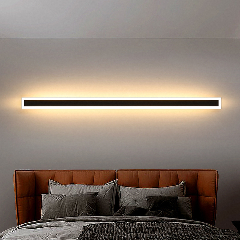 Minimalist long strip outdoor waterproof LED wall lamps, decorative background wall lamps, engineering wall-washing lamps, villa gate and courtyard lamps details Picture