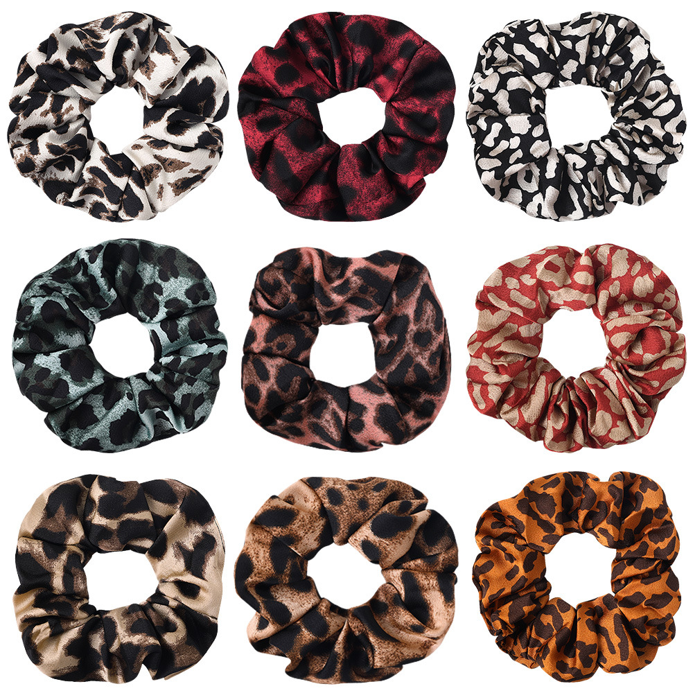 Qiyue Amazon Cross-border Bright Leopard Print Large Intestine Circle Hair Band, hair accessory elastic band, Yiwu manufacturer shipping C152 full figure
