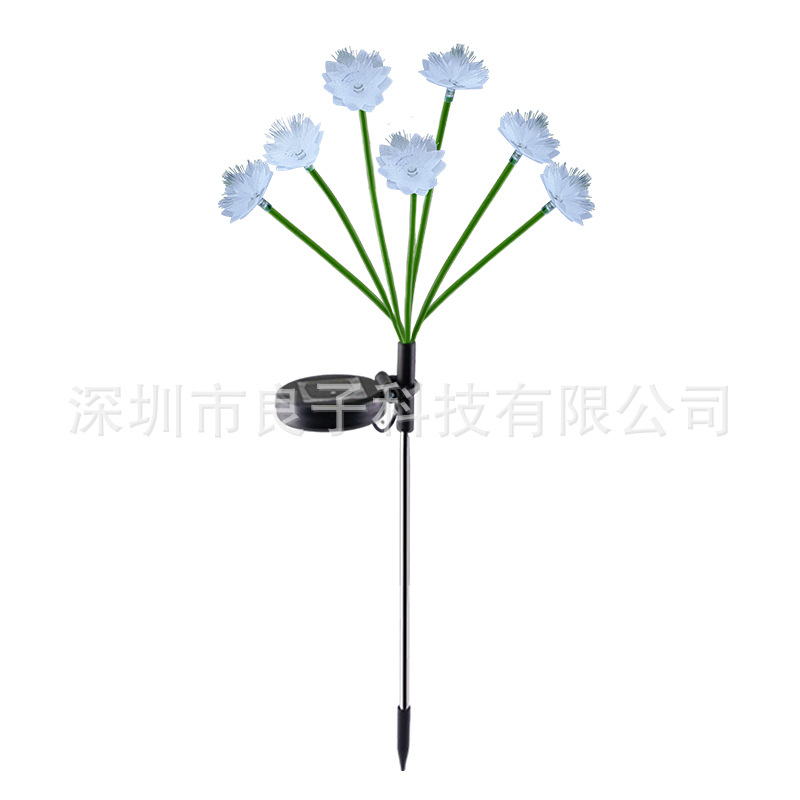 Solar outdoor garden lights, garden decoration, fiber optic cherry blossom lights, new mushroom-shaped luminous ground plug lawn jellyfish lights Item Picture