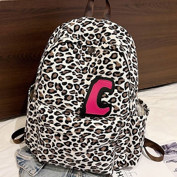 2024 New streetwear European and American hot girl fashion leopard print backpack, large-capacity casual and versatile backpack and schoolbag details Picture