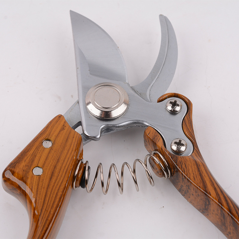 In-stock direct supply of wood grain garden tools, stainless steel flower pruning scissors, branch pruning scissors, manual fruit tree scissors, lightweight Specification drawing