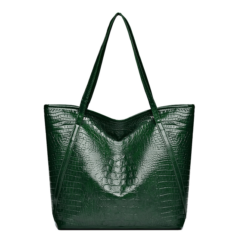 A new large-capacity crocodile-patterned tote bag with a retro European and American style for women, a casual and versatile commuting shoulder bag Item Picture