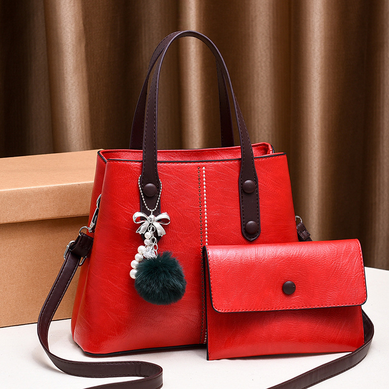 Two-piece set of foreign trade large bags 2022 new style fashionable handbags, commuter women's single-shoulder bags, cross-border mother-and-child bags consignment full figure
