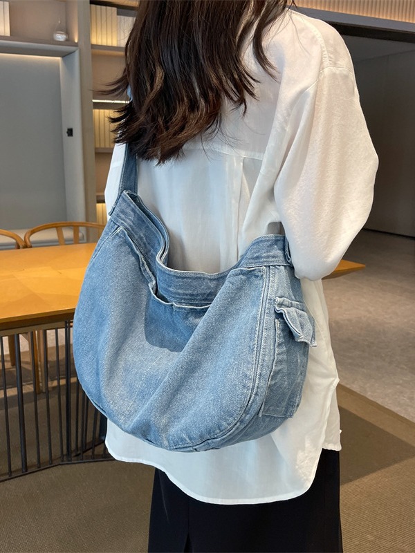 Special offer wholesale Japanese-style washed denim canvas bags, large-capacity artistic single-shoulder bags, casual crossbody bags, and student backpacks details Picture