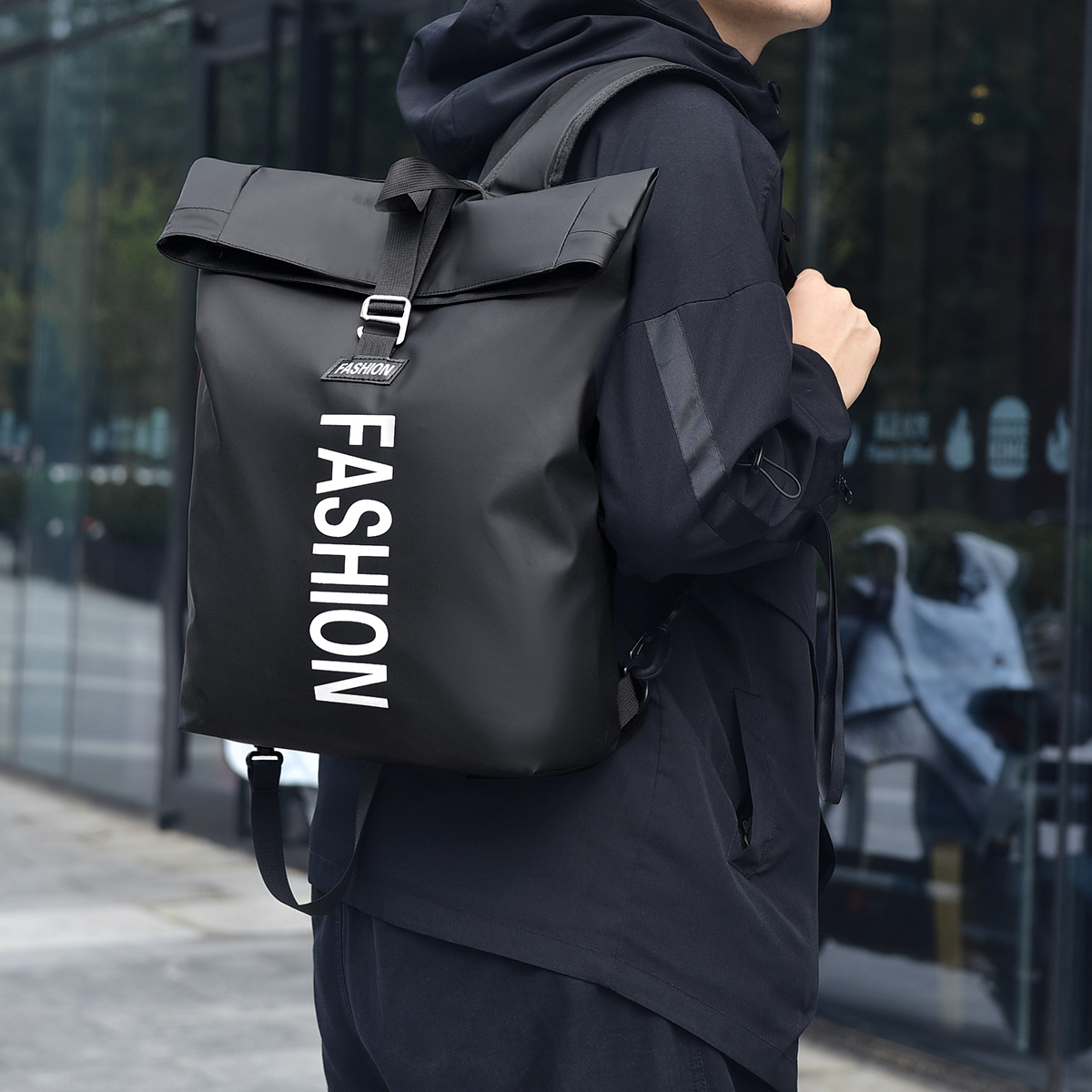 Wholesale of trendy and casual backpacks, large-capacity Korean version simple letter backpacks, multi-functional school bags for junior and senior high school students details Picture