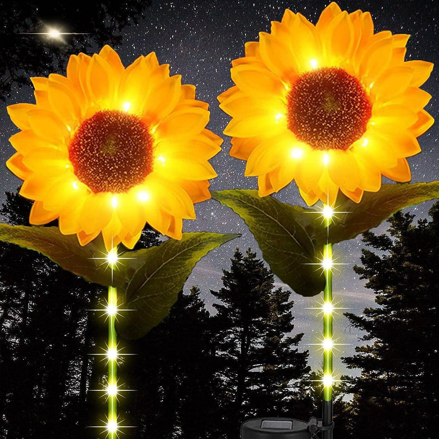 Cross-border Amazon led solar sunflower three-head lawn courtyard decorative landscape outdoor light source manufacturer Specification drawing