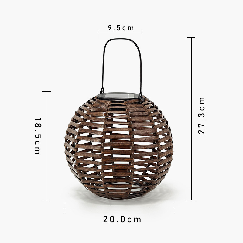 2023 New outdoor European-style atmosphere decorative rattan lantern Amazon waterproof ins solar landscape light Specification drawing