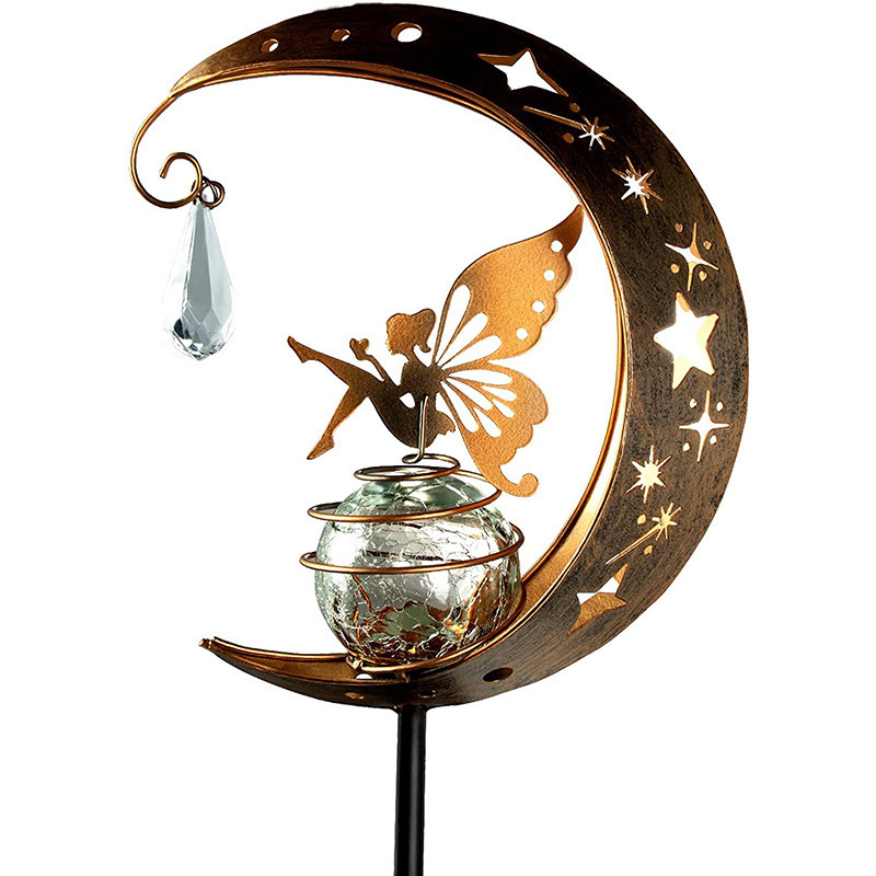 2025 Cross-border Solar Moon Fairy Lamp Outdoor Garden Decoration Ironwork Ground Socket Lamp Flower Fairy Angel Lamp Application Scenario