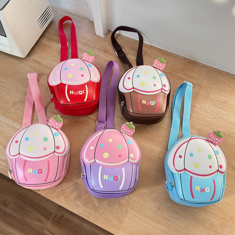 Cross-border Korean version new children's chest bag, cute cake for girls, kindergarten 2-5 years old baby, boy eggshell double shoulders Specification drawing