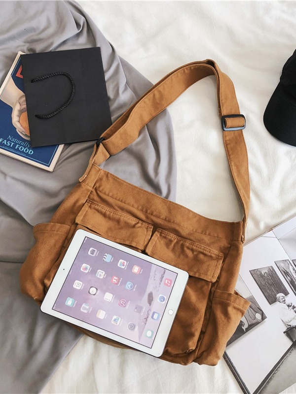 Special offer wholesale crossbody bags, women's artistic youth single-shoulder bags, ins large-capacity work canvas bags, college student backpacks Item Picture