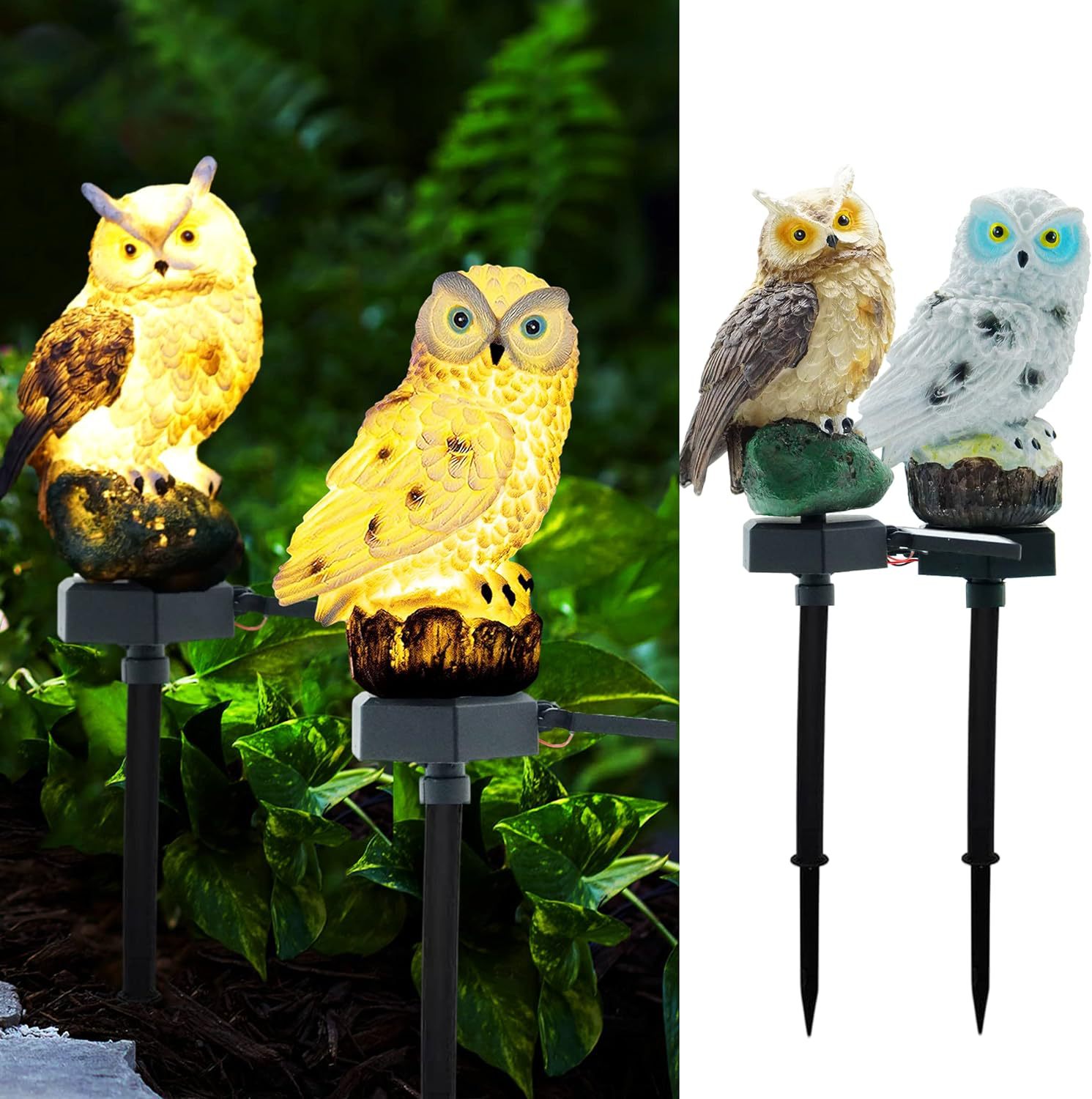 Solar lawn lights, owl resin sculptures, landscape lights, courtyard ground insert lights, outdoor garden lights full figure