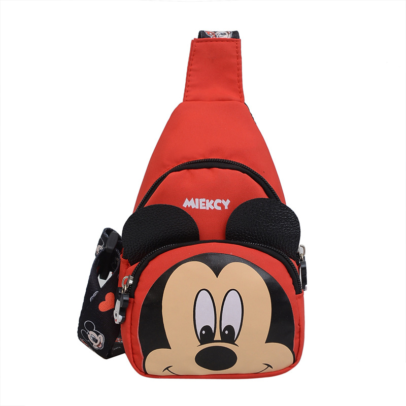 Bow children's chest bag, Mickey Mouse boy and girl crossbody backpack, cute cartoon printed children's travel single-shoulder bag Item Picture