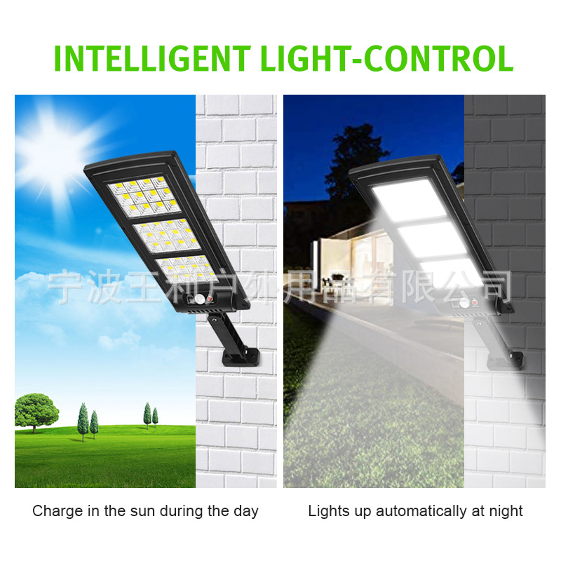 Cross-border new outdoor LED solar wall lamps, human-sensing garden lamps, household wall lighting, remote control street lamps details Picture