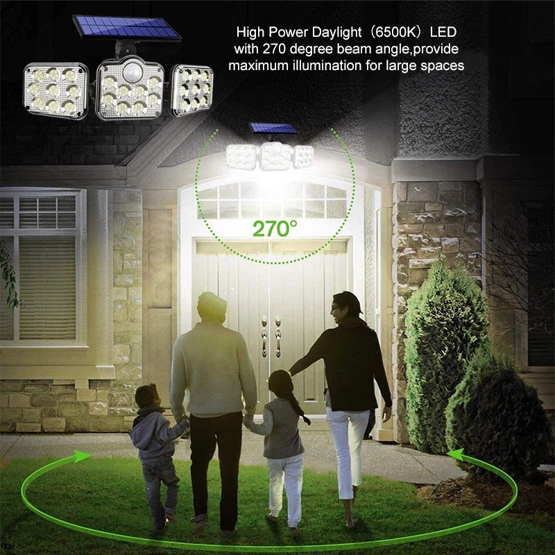 Solar-powered sensor split sensor outdoor four-sided garden lamp, outdoor moisture-proof and waterproof integrated street lamp and wall lamp lighting Specification drawing