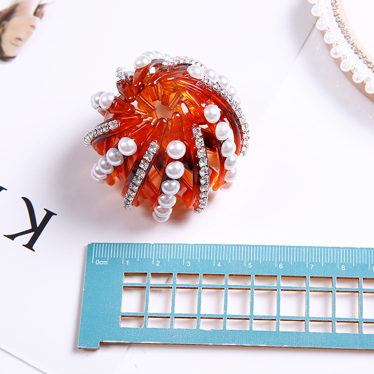 Korean water diamond bun hair bun, Bird's Nest hair gripper, ponytail clip, flower bud hair clip, wholesale A97D Specification drawing