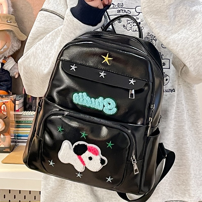 High-appeartion-level star American retro backpack, new cute dog, nostalgic schoolbag, student class backpack details Picture