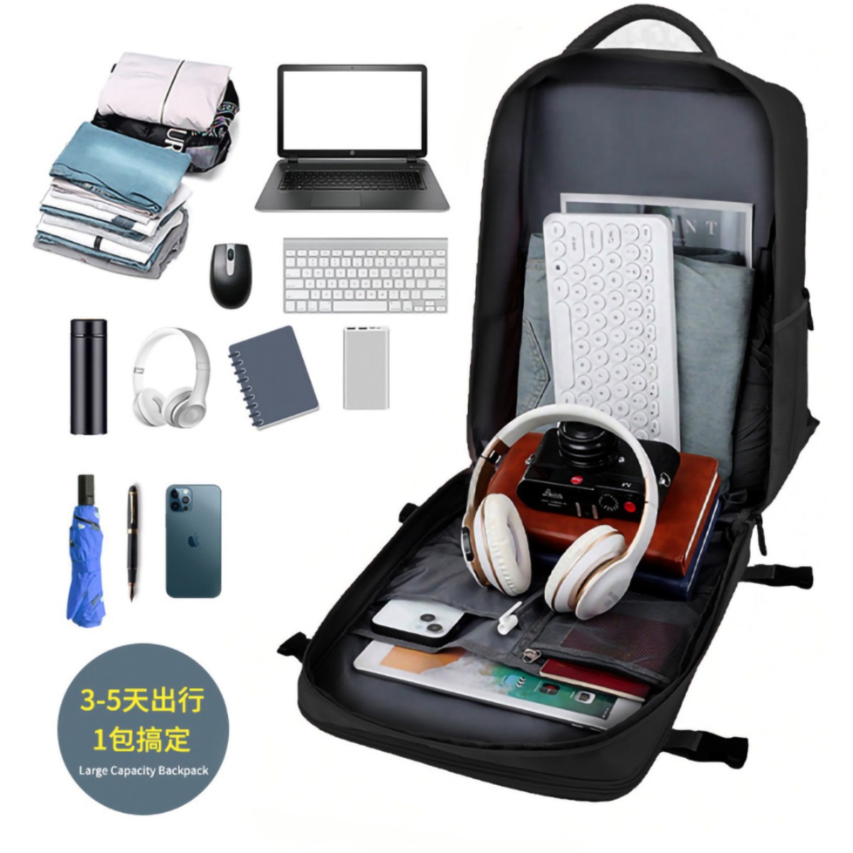 Hot-selling travel backpacks, large-capacity men's and women's business commuting casual backpacks, multi-compartment schoolbags, laptop bags details Picture