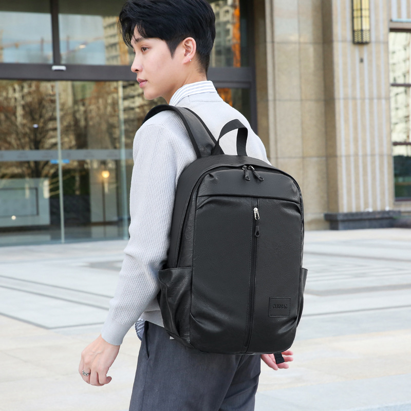 New business Korean-style backpack for junior and senior high school students, men's large-capacity, simple PU outdoor travel computer backpack Specification drawing
