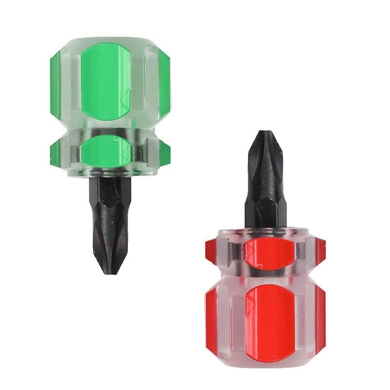 Radish head cross-head screwdriver, small screwdriver with magnetic replaceable head, mini rubber-coated dual-purpose short handle Item Picture