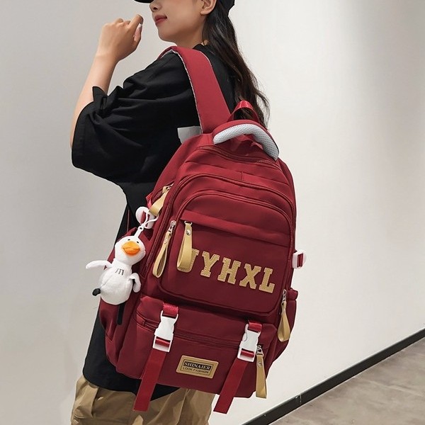 Korean vintage style backpack for men, simple high school and college students, campus cultural travel backpack for women, trendy Instagram schoolbag for women details Picture
