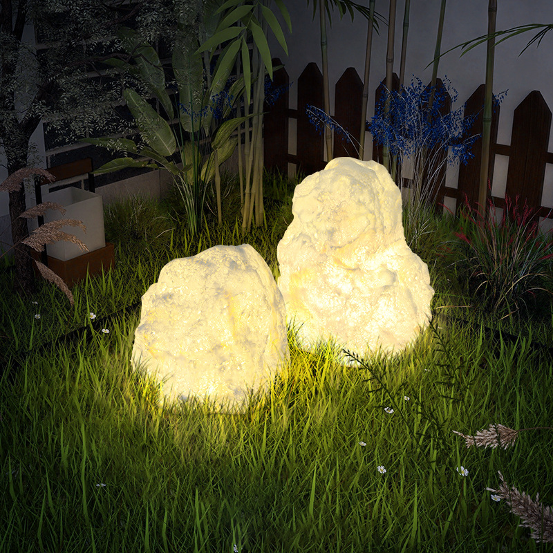Lawn lights, outdoor waterproof courtyard landscape lights, garden villa stone resin waterproof floor lights, simulated stone lamps full figure