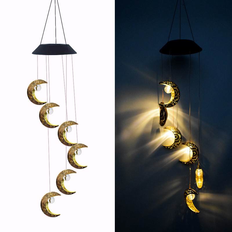 New solar moon wind chime LED hollowed-out outdoor camping lights for courtyard and garden landscape decoration from the original manufacturer Specification drawing