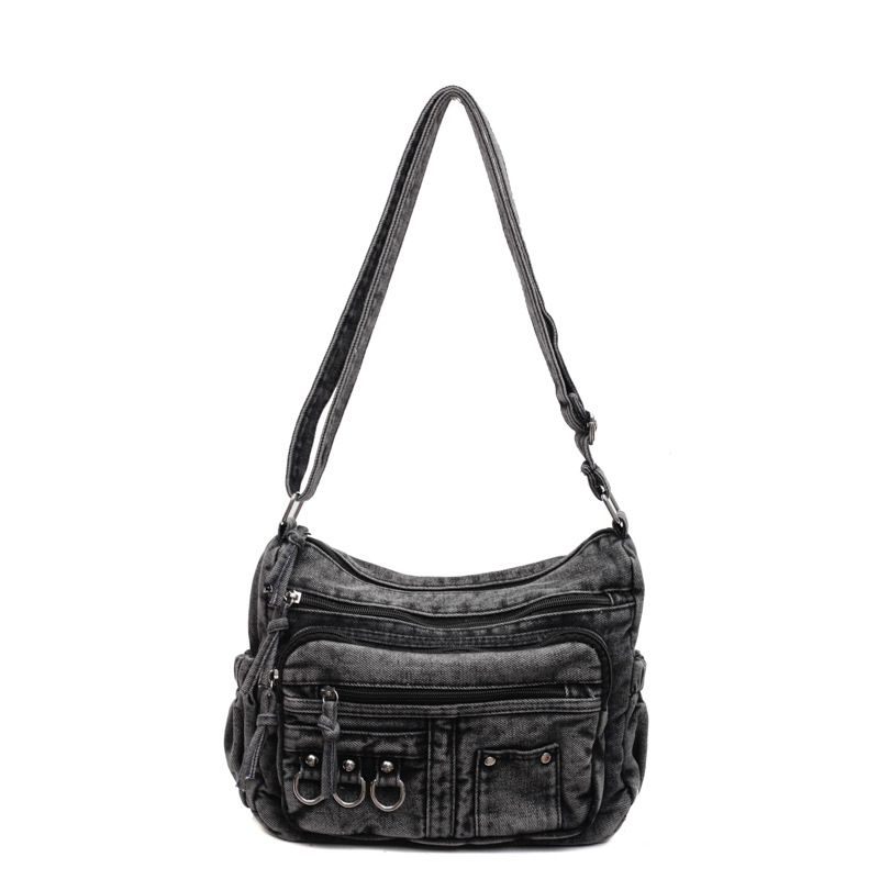 2025 Summer New crossbody bag, mom's single-shoulder bag, washable denim women's bag, large capacity and versatile women's bag Item Picture