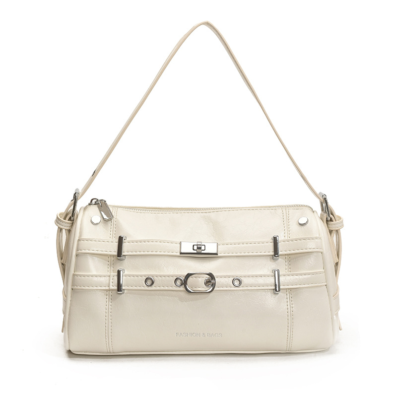 Cool waxed leather small bag for women 2025 new style, fashionable and simple underarm pillow bag, summer commuting crossbody bag for work Item Picture